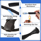 100FT Split Wire Loom Tubing, 3/4 Inch Wire Protector Tubing, Automotive Wire Flexible Conduit Cord Covers with 20 Cable Ties for Automotive Marine RV Agriculture Electrical Cable Protection