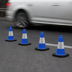 6 Pack 12" Inch Blue PVC Traffic Cones with Heavy-Duty Base, High-Visibility All-Weather Safety Cones for Road Construction, Parking Lot, and Garage Use (6, Blue, 12" Small)
