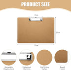 Sherr 15 Pcs Clipboard 9 x 13 Inch Large Landscape Clipboards with Low Profile Clip Brown Wooden Horizontal Clipboard Layout for School Classroom Office Drawing Sketching Art Back to School Supplies