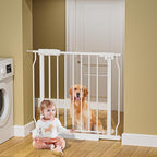 HOOEN Wide Baby Gates for Doorway Stairs Indoor Child Gate for Kid or Pet Dogs Walk Through Pressure Mounted Baby Gate 43.5-48 Inch Wide