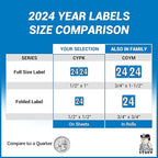 2024 MINI Year Labels, Doctor Stuff 2024 Chart Stickers, Blue Color Coded, Colwell Jewel Tone Style, USA Made Year Stickers for End Tab File Folders, 250/Pack, 1 Package, 1/2" x 1" - Small Labels