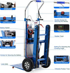 Electric Stair Climbing Dolly, 1250W Electric Stair Climbing Hand Truck, 900lbs Max Load Capacity, 3 Mode Folding Stair Climber Hand Trucks with Telescopic Handle for Moving (Blue+Black/Big Wheels)