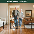 FXW Dog Gate Extra Wide Designed for Indoor Use, Adjustable Width Up to 69-inch Wide (24" H 3 Wire Panels for Puppies and Small Dogs), Black