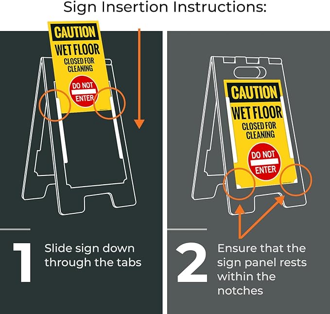 Caution Wet Floor Closed for Cleaning Do Not Enter Sidewalk Sign Kit, 10x16 Inches, with A Frame Stand, Made in USA