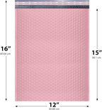 Light Pink Large Poly Bubble Mailers 12x15 inch | Self Seal Padded Envelopes Cushioned Bubble Mailer | Usable Size 12x15 | WaterProof | Lightweight mailing Shipping Bags | 50 Pack Bulk