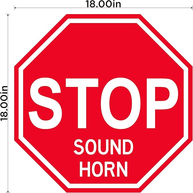 Stop "Sound Horn" - Laminated Floor Sign by Graphical Warehouse - 12” x 12”