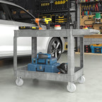 Heavy Service Utility Cart on Wheels,Tool Cart on Wheels, Service Cart for Garage, Warehouse, Workshop, Office, Cleaning (Gray-45.7 inch)