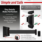 DuraSteel Wall Mount Retractable Belt Barrier - 6.5 Ft Black Safety Belt in Sturdy Black Casing - Guardian 2.0 Indoor & Outdoor Do Not Cross Caution Tape for Crowd Control Queue Barrier, Line Divider