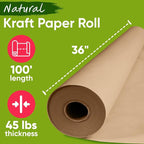 USA Made 36" x 1200" Brown Kraft Paper Roll, 45 lbs Thickness, American Quality Colored Paper Roll for Kids Crafts, Bulletin Board, School - Non-Toxic, Odorless, Safe for Kids