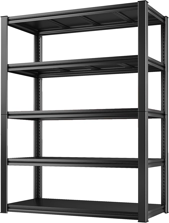 Raybee Garage Shelving 2000LBS Storage Shelves Adjustable Metal Shelves 5 Tier Heavy Duty Shelving Metal Shelf for Basement Pantry Kitchen 32" W x 16.5" D x 63" H