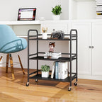 HDANI 3 Tier Metal Utility Multipurpose Rolling Cart,Large Capacity Heavy Duty Cart with Lockable Wheels Rolling Cart with 2 Lockable Wheels for Home,Office,Kitchen,Bathroom,Bedroom(Black)
