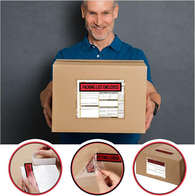 1000 Pcs Packing Slip Envelope Pouches Clear Self Adhesive Shipping Label Sleeves Waterproof Packing List Envelopes Pockets Top Loading Shipping Pouches Enclosed Bags (Red,4.5"x 5.5")