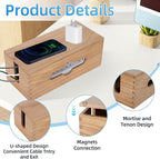3PCS Wooden Cable Management Box Kit Wooden Cable Hider Storage Box Cord Organizer to Hide Cords & Wires for Desk Organization Protector Box for Home Office Kitchen Desk TV Computer Wires (S + M + L)
