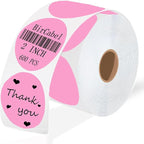 2 Inch Pink Round Thermal Labels, 600 Labels/Roll,Self-Adhesive Circle Inventory Stickers, Multi-Purpose Round Roll Thermal Printing Stickers for Business and Domestic Use