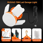 LED Temporary Work Light 70W Daylight White 5000K 10500 Lumens Construction work Light 4 Adjustable Light Panels with Hooks Portable Connectable for Workshop Mine Job Site Lighting