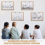 Sherr 15 Pcs Clipboard 9 x 13 Inch Large Landscape Clipboards with Low Profile Clip Brown Wooden Horizontal Clipboard Layout for School Classroom Office Drawing Sketching Art Back to School Supplies