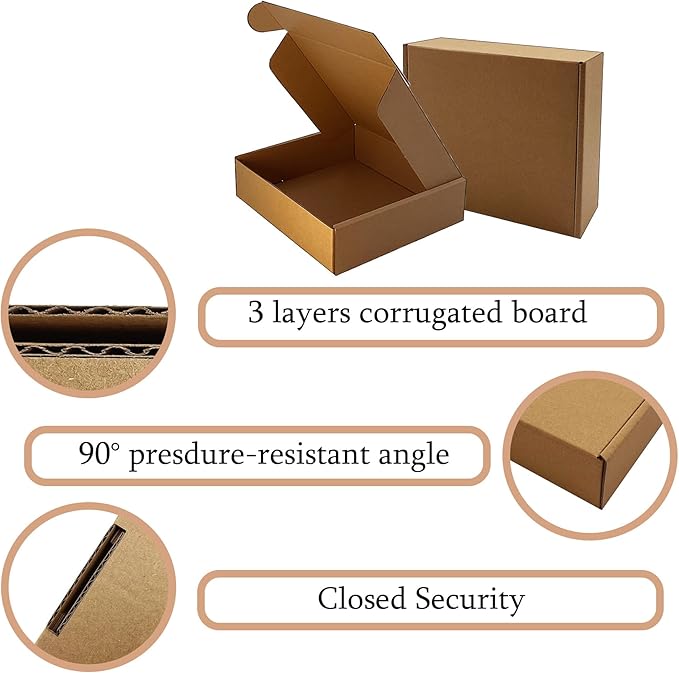 Shipping Boxes 8x7x2 inch 25 Pack,Brown Corrugated Boxes Mailer Packaging for Mailing Small Business，E-Commerce Gift Boxes for Wrapping Present Moving Storage Heavy Duty Recycled Cardboard Boxes