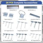 Goplus Garage Pegboard, Metal Pegboard Tool Organizer Kit with 3 Pegboards & 28 PCs Hanging Accessories, Heavy Duty Pegboard Wall Organizer, Peg Board for Workshop, Tool Storage