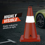 RoadHero Traffic Cones 18 Inch, 6 Pack Safety Cones with Handle, Orange Cones with Reflective Collar, Cones for Parking Lot, Sport and Driving Training, Road Safety, Construction Events