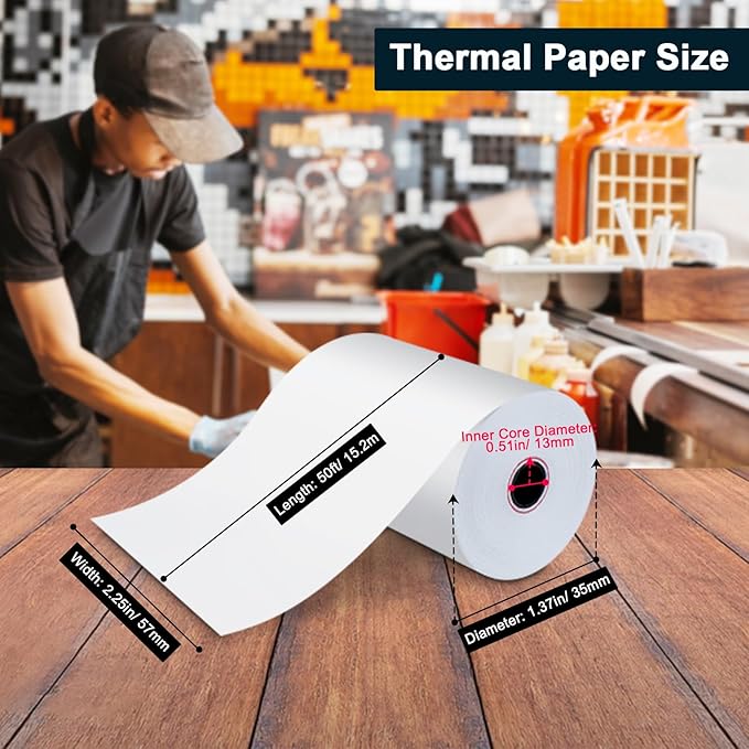 (200 Rolls) 2 1/4 x 50 Thermal Paper Rolls- Credit Card Receipt Paper - BPA-Free, Compatible with Clover Flex, Square Terminal and More