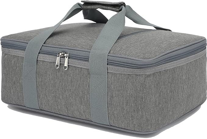 Insulated Casserole Carrier Bag - Large Portable Hot and Cold Food Storage Tote with Handles Thermal Bag for Parties, Picnics, Camping, Travel,Fits 9"x13" Baking Dish,Grey