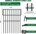 25 Panels Garden Fencing Animal Barrier, 17in (H) X 27ft (L) No Dig Dog Fence, 1.25 in Gap Fence Border for Dogs Rabbits, Rustproof Metal Decorative Fences Blocker for Outdoor, Yard, Patio