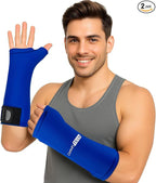 ComfiTECH Wrist Ice Pack Wrap 2 Pack, Flexible Hand Ice Pack for Carpal Tunnel, Thumb & Forearm, Reusable Gel Cold Sleeve with Adjustable Strap for Comfort and Support, Blue, Large