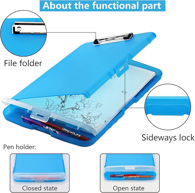 SFLHHDM Clipboards with Pen Holder, Legal Size Nursing Clipboard with Storage, Plastic Clip Board for Writing, Lightweight Cute Clipboard Storage with Low Profile Clip for Work, Office