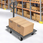 2000LBS Capacity Platform Truck Cart with 360° Rotatable Handle, Heavy Duty Flatbed Hand Truck with 4 Wheels, Industrial Flat Dolly Cart for Factory Warehouses, Garages, Homes