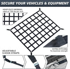 Heavy Duty Cargo Net for Pickup Truck Bed 66" x 50" 1100 lbs Capacity with Adjustable Cam Buckles S-Hooks and Drawstring Storage Bag, Durable Nylon for Trailers and Trucks