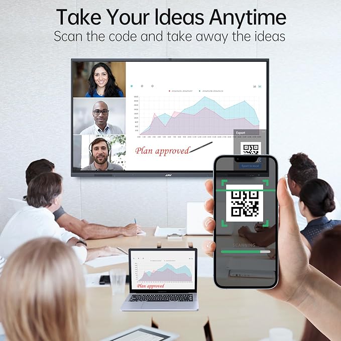 JAV Smart Board 4K UHD Interactive Whiteboard with EDLA Certification Built-in Android OS for Classroom Office Home Digital Display 8+128 GB for Hybrid Work (75 Inch)