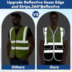 BeautyWill 10/20 Pack Custom Logo Safety Vest,Bulk High Visibility Class 2 Reflective Work Vests