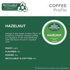 Green Mountain Coffee Roasters Hazelnut Keurig Single-Serve K-Cup pods, Light Roast Coffee, 72 Count