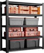 72" H Garage Shelving Units 5-Tier Adjustable Storage Shelves 2500LBS Heavy Duty Metal Shelves Utility Industrial Shelving Rack for Garage Warehouse Pantry Basement,Black (23.6" D×47.2" W×72" H)