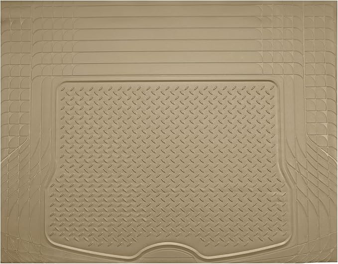 PIC AUTO Trunk Cargo Liner, Heavy Duty Rubber Floor Mats, Trimmable to Fit for Car, SUV, Van, and Trucks – All-Weather, Anti-Slip Backing, Easy to Clean, Durable and Long-Lasting (Large,Beige)