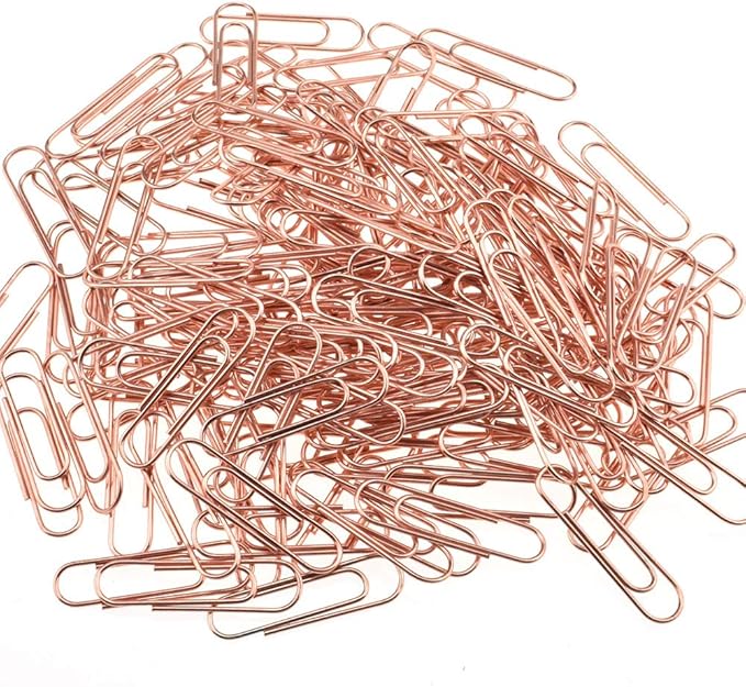 HAHIYO Paper Clips Sturdy 1.1 inches Length 300 Pack Paperclips Heavy Duty Tight Grip Rust Proof Reusable Metal Bright Rose Gold for Home Office School
