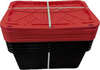 MonsterRAX WS-BR27-Z5 Bin Rack with 5-Pack 27 Gallon Storage Totes, Stackable & Lockable, Red Lid/Black Bin
