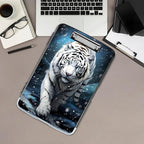 Clipboard with Storage,Office Supplies Nursing Clipboards Folder with Pen Holder Plastic Storage ClipBoard Foldable for Teacher Nurse,White Tiger