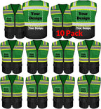 Safety Vest Customize Logo with 5 Pockets & Zipper Reflective High Visibility Vest Class 2 Outdoor Workwear