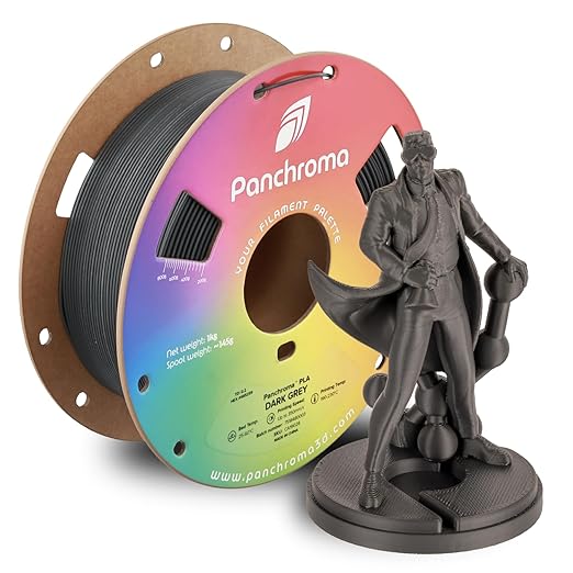 Panchroma PLA Dark Grey 3D Printer Filament, 1.75mm, 1kg Spool, Easy to Print, High Speed Printing, Tangle Free, AMS Compatible, Perfect for Toys, Decor, Miniatures, Models & Cosplay