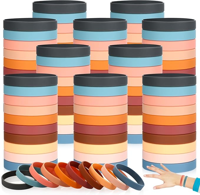 Liliful 100 Pcs Silicone Rubber Wristbands Rubber Wristband Bracelet Bands for Silicone Wristbands for Women Men(Morandi Color)