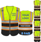 BeautyWill Custom Logo Safety Vest Class 2 High Visibility Reflective Vest for Men - Personalized Logo Team Vest