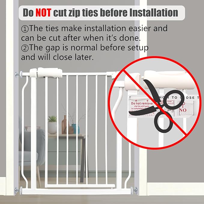 Extra Wide Baby Gates - 71.6-76.4 Inch, Heavy Duty Baby & Pet Safety Gate, White Metal, Tension Mounted Child & Pet Gates for Stairs & Doorways