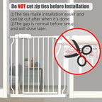 Auto Close Baby & Dog Gate 34-38.5 Inch, Tension Safety Gate Indoor, White Metal, Walk-Through Child Gate for Kids & Pets