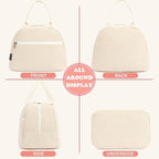 FlowFly Lunch Bag for Women Insulated Lunch Box Corduroy Lunch Tote Cooler for Travel Work Picnic,Corduroy Beige