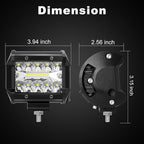4 Inch 60W LED Pods - 4PCS Spot Flood Combo Off Road Light Triple Row Work Light 6000LM Driving Fog Lamps for Pickup Truck Jeep ATV UTV SUV Boat