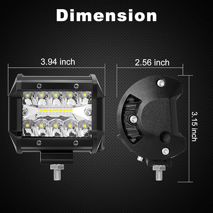 4 Inch 60W LED Pods - 4PCS Spot Flood Combo Off Road Light Triple Row Work Light 6000LM Driving Fog Lamps for Pickup Truck Jeep ATV UTV SUV Boat