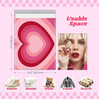 Metronic Poly Mailers 14.5x19 Inch 500pc Shipping Bags for Clothes,Strong Adhensive Shipping Envelopes for Small Business,Waterproof Mailers Poly Bags for Shipping,Packaging Mailing Bags Pink Heart