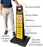 SmartSign Parking Lot Slippery When Icy Or Wet LotBoss Vertical Panel Sign Kit with Rubber Base, Double-Sided, 7.875" x 35.5" 3M Engineer Grade Reflective Parking Lot Sign, Plastic Frame, USA-Made