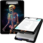Clipboard with Storage, High Capacity Plastic Storage Clipboard with Pen Holder for Women Teachers Work, School & Office Supplies, Cute Pattern Decorative Clipboards, Colorful Skeleton